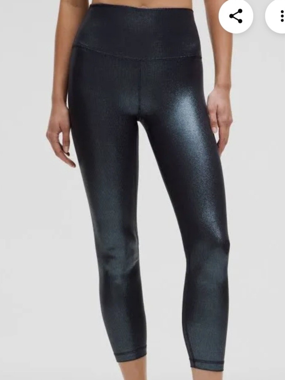 lululemon athletica Metallic Black Cropped High-Rise Leggings 25 Sz2 Nwot